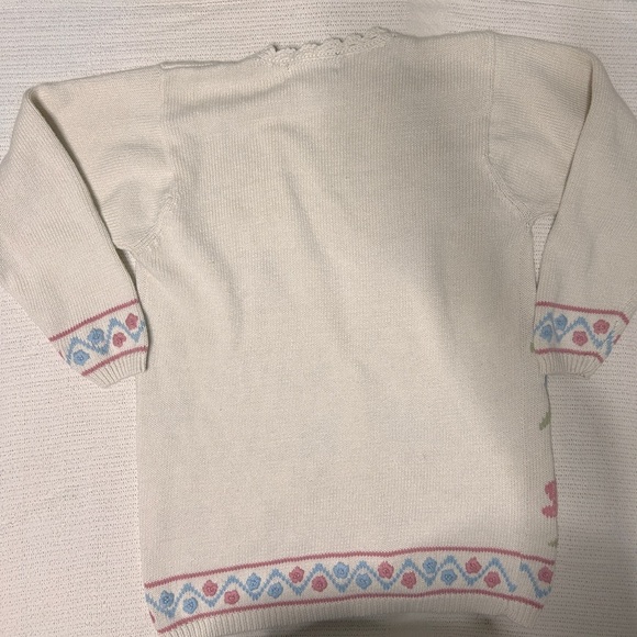 Floral Knit Cardigan Women's Size Small Cream Pastels Grandma Teacher Day Care - Picture 2 of 8
